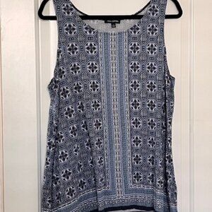Max Edition Size L Navy and White Print Tank Top